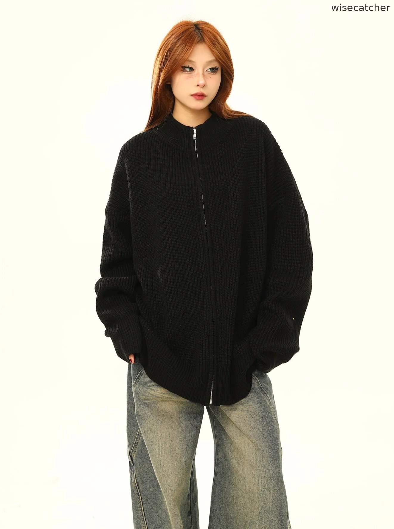American retro knitted half-neck sweater - jugjet