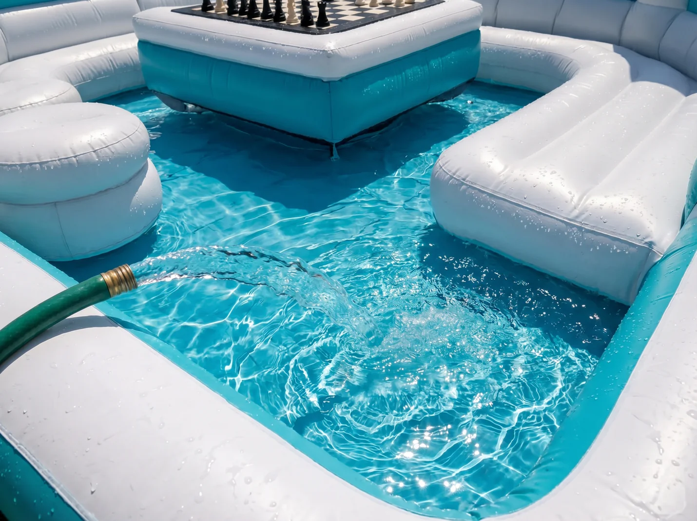 Inflatable Floating Pool Lounge – Backyard Pool Pavilion with Seating