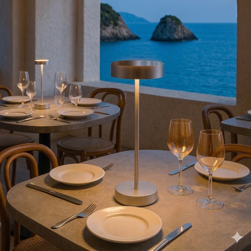 Sandy - Lampe de table sans fil aluminium argent h33cm
