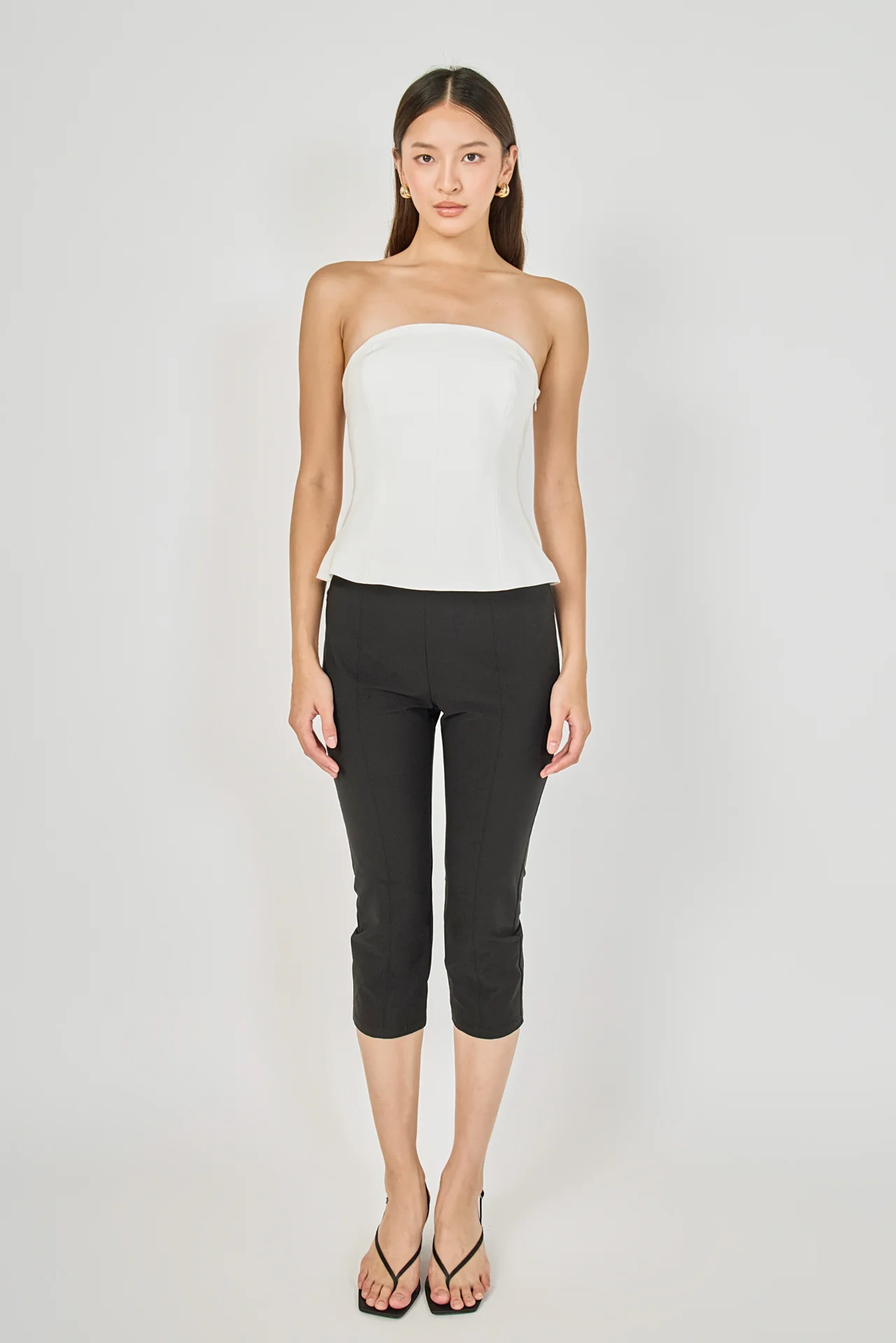 Strapless Paneled Peplum Top - vipsense