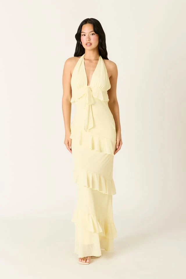 Tiered Chiffon Maxi Dress - guttulla