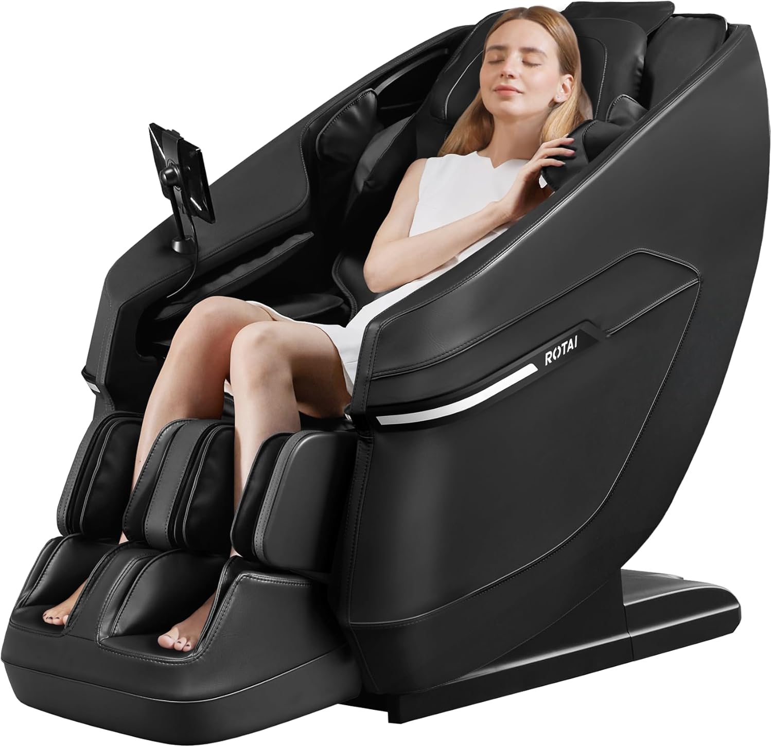 ROTAI Massage Chair. Full Body Zero Gravity SL Track Shiatsu Massage Chair with Heating. Bluetooth. Foot Roller. Calf Kneading Massage (Black)