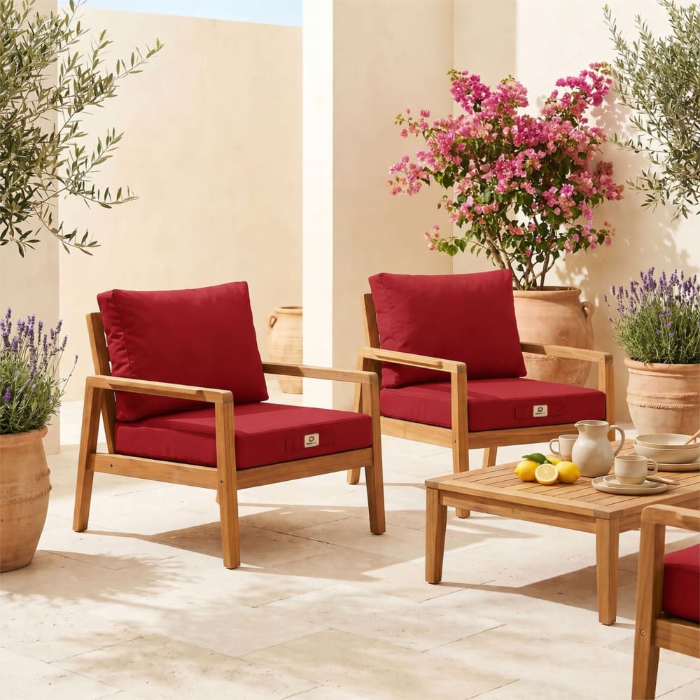 Solaris - Coussins pour salon de jardin déhoussable 60x60cm rouge