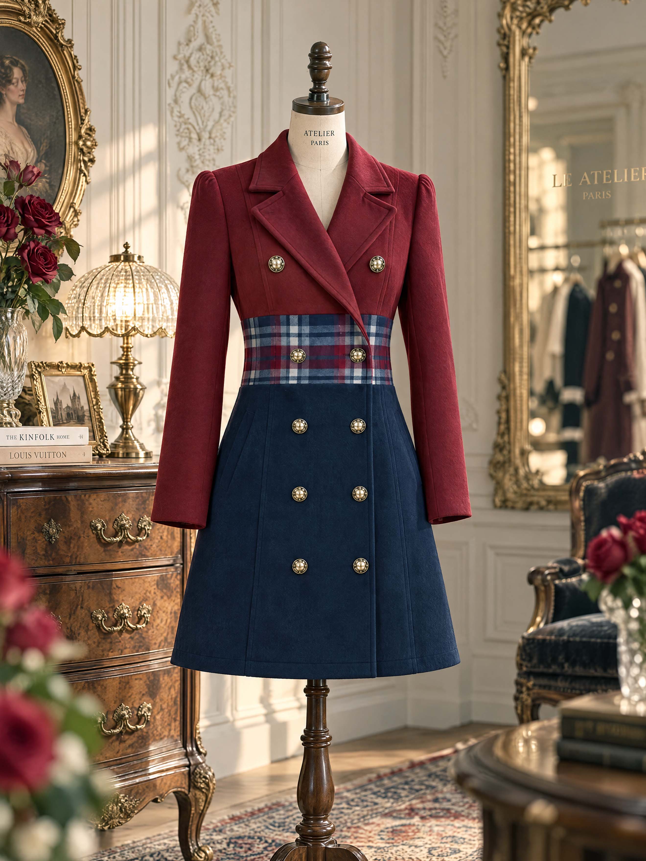 Retro Notched Lapel Double‑Breasted Midi Dress Coat - jugjet