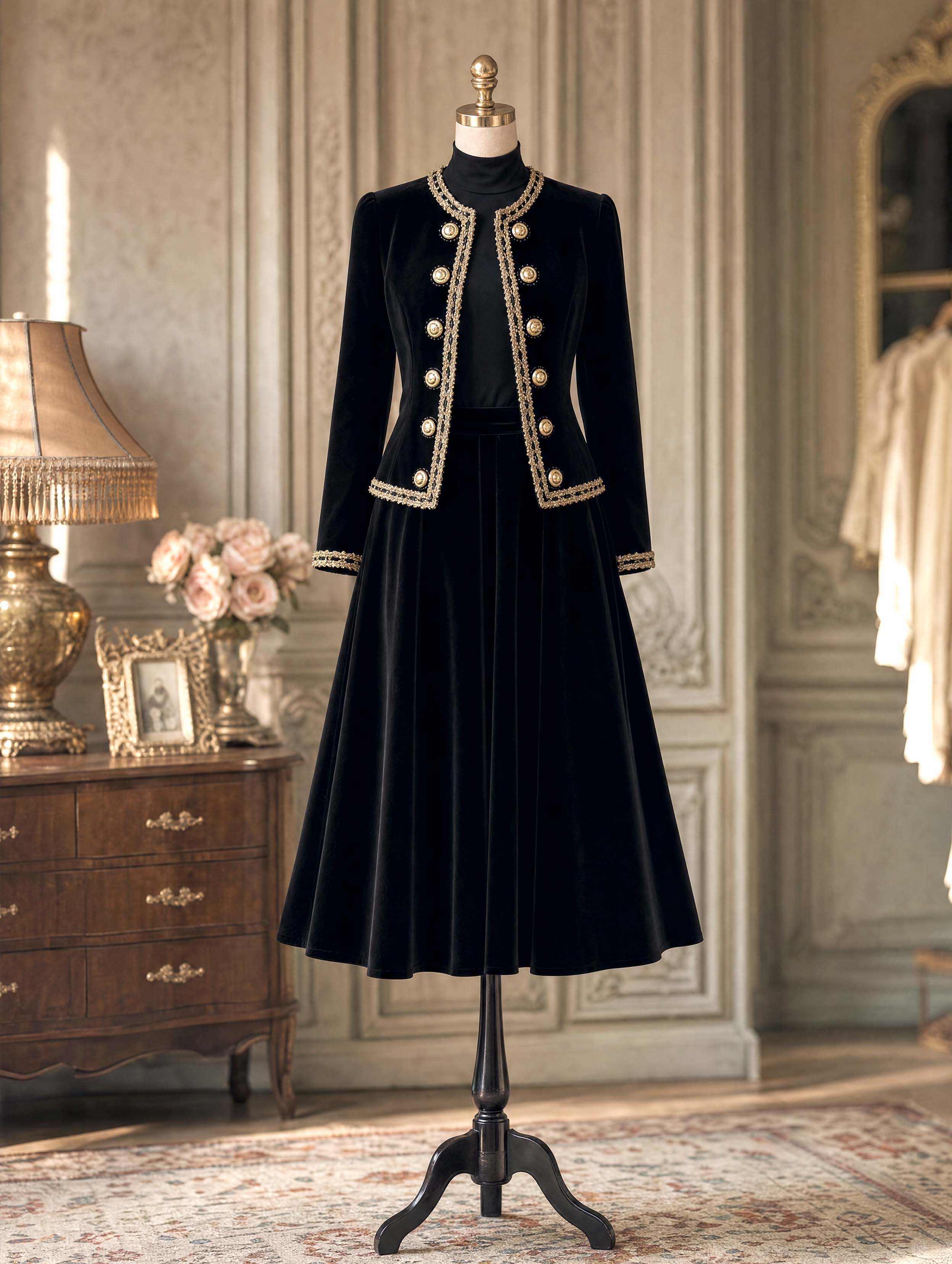 Velvet Midi A‑Line Skirt - jugjet