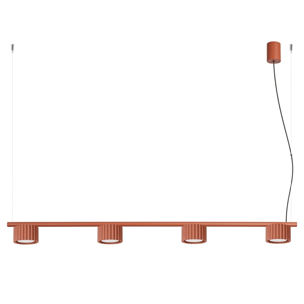 Aura - Lustres aluminium ocre rouge H 208 cm