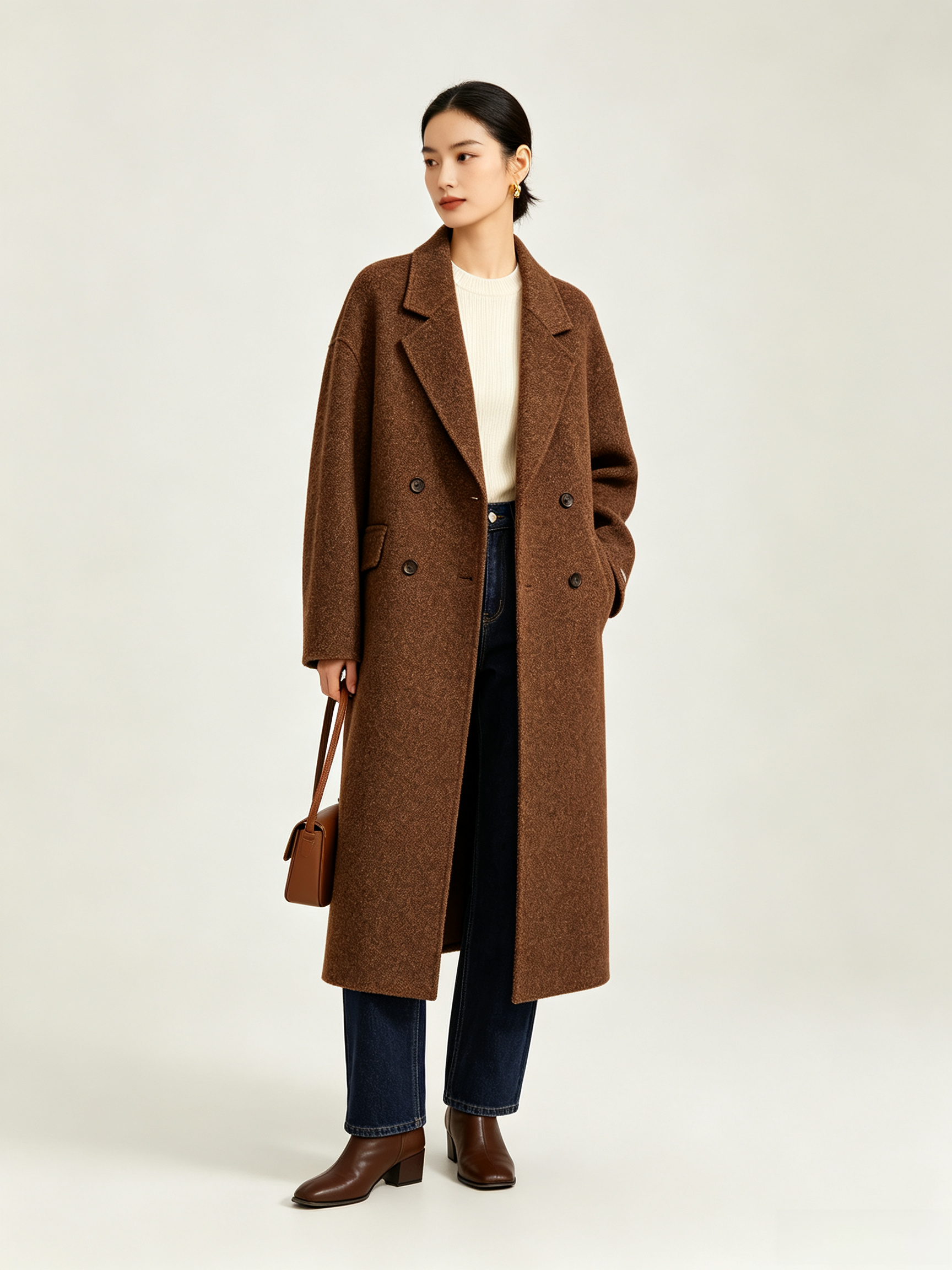 Oversized Tweed Long Coat