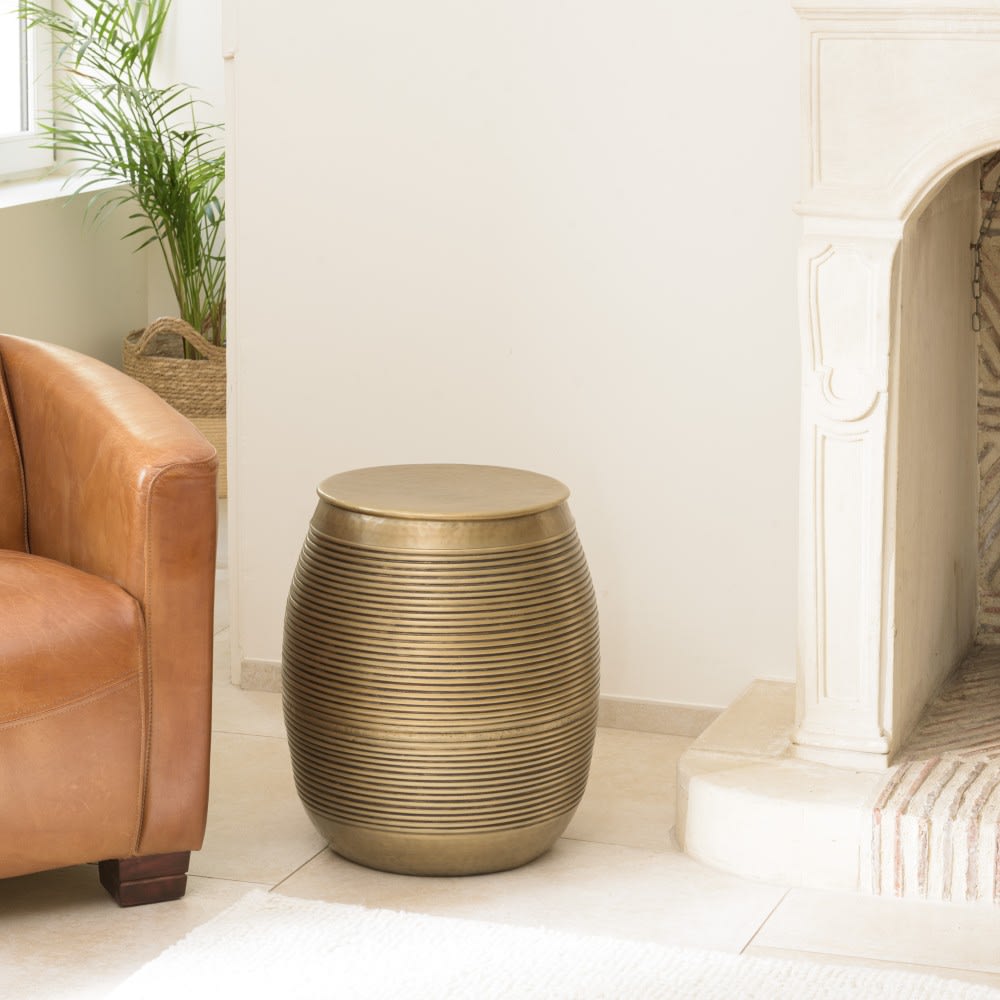 Honore - Table d’appoint alu couleur laiton foncé strié