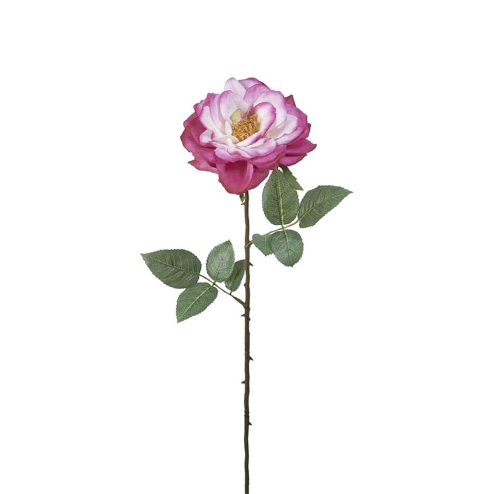 Sophie - Tige de rose ouverte artificielle rose et crème h64