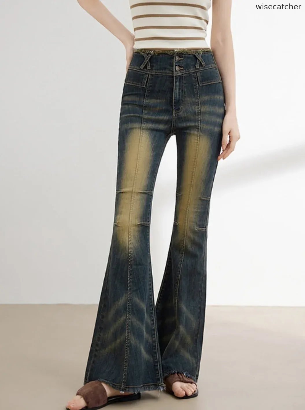 Retro Bootcut Jeans Raw Pants - jugjet