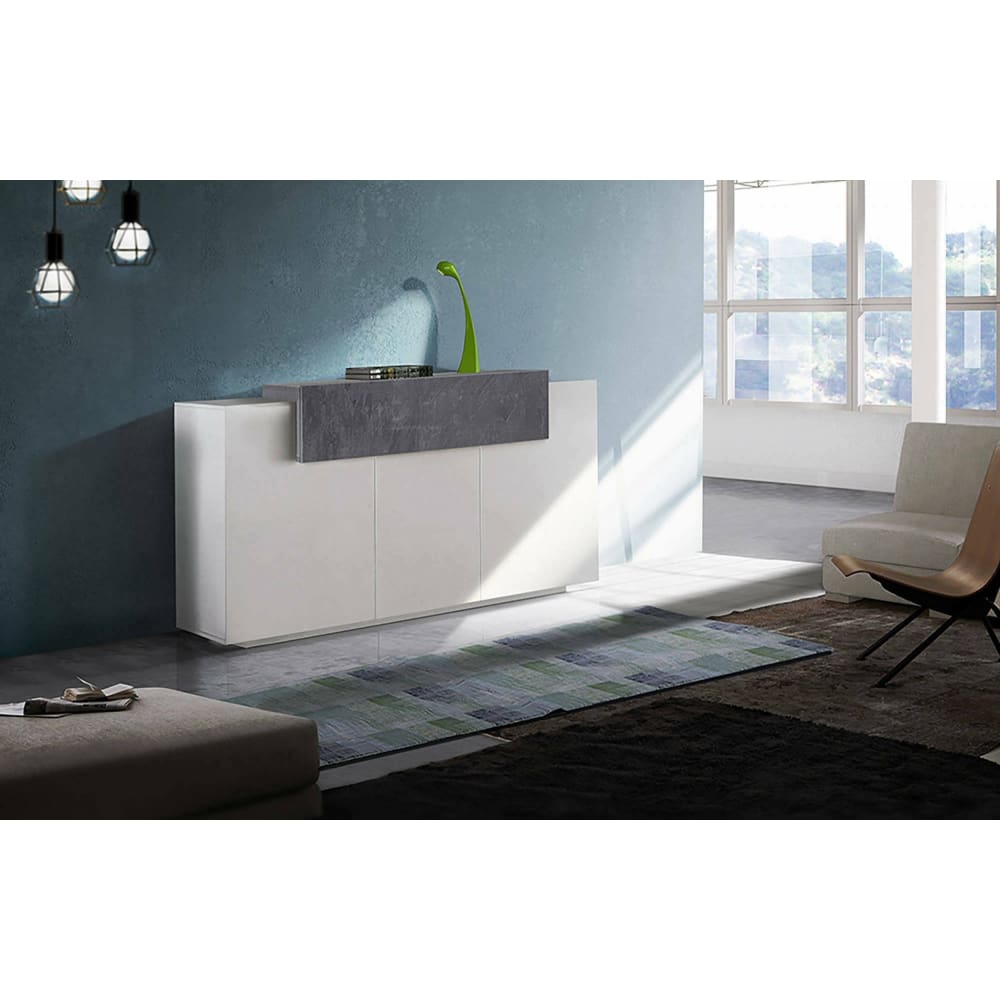 Aschly - Crédence bois blanc brillant 160x45x85.5 cm