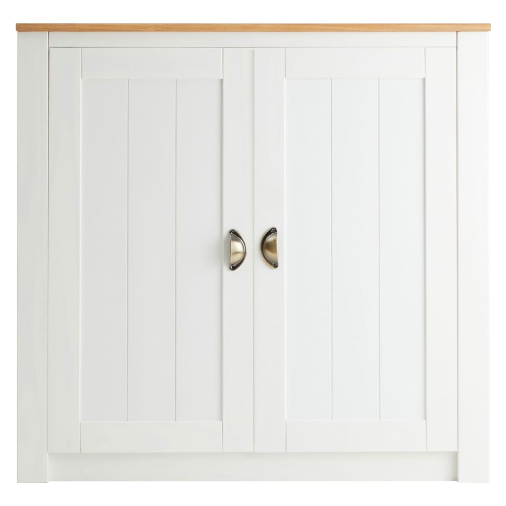 Bolton - Buffet 2 portes battantes en bois, blanc/brun