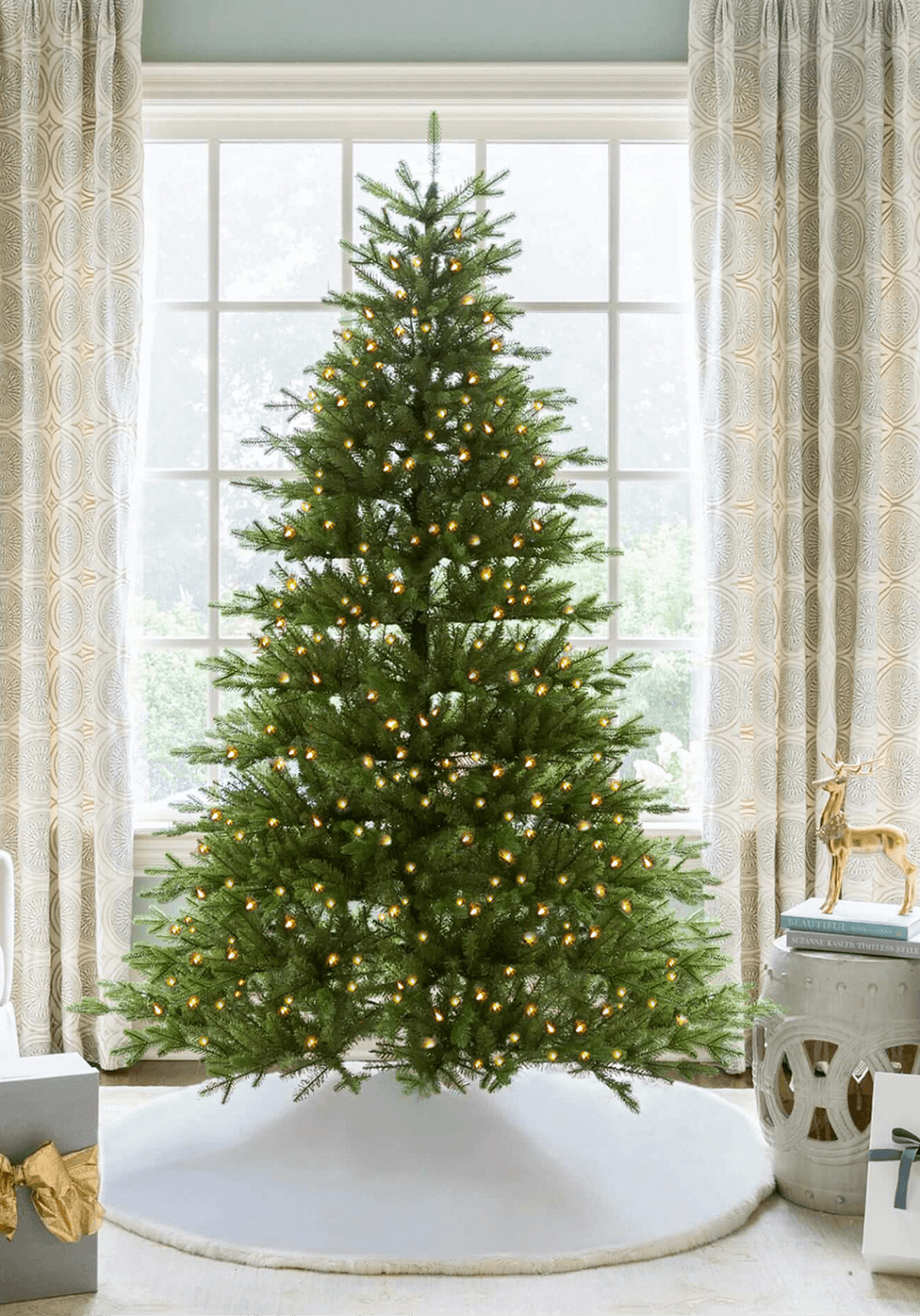 9' Alpine Fir Artificial Christmas Tree 1100 Warm White Led Lights