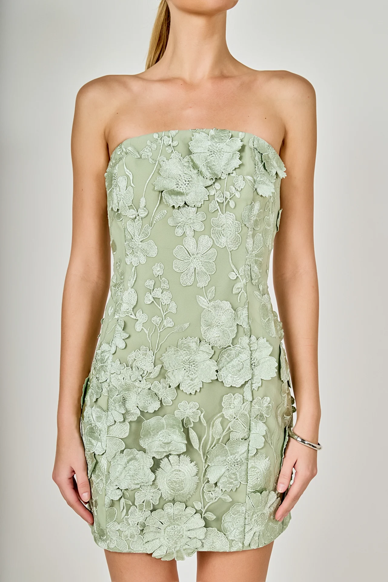 Floral Embroidered Mini Dress - vipsense