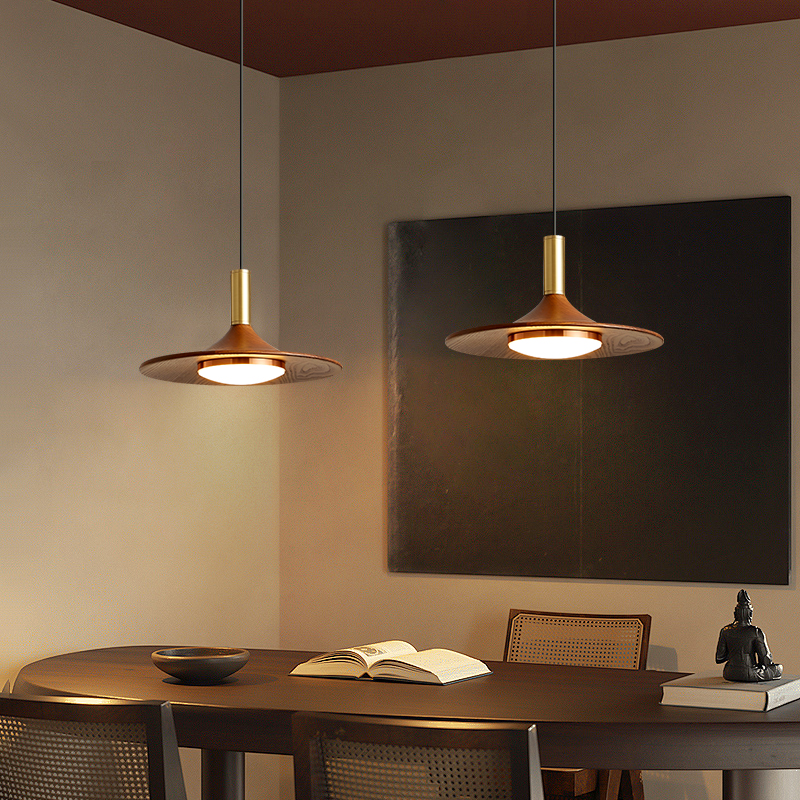 Walnut Color Retro Pendant Chandelier