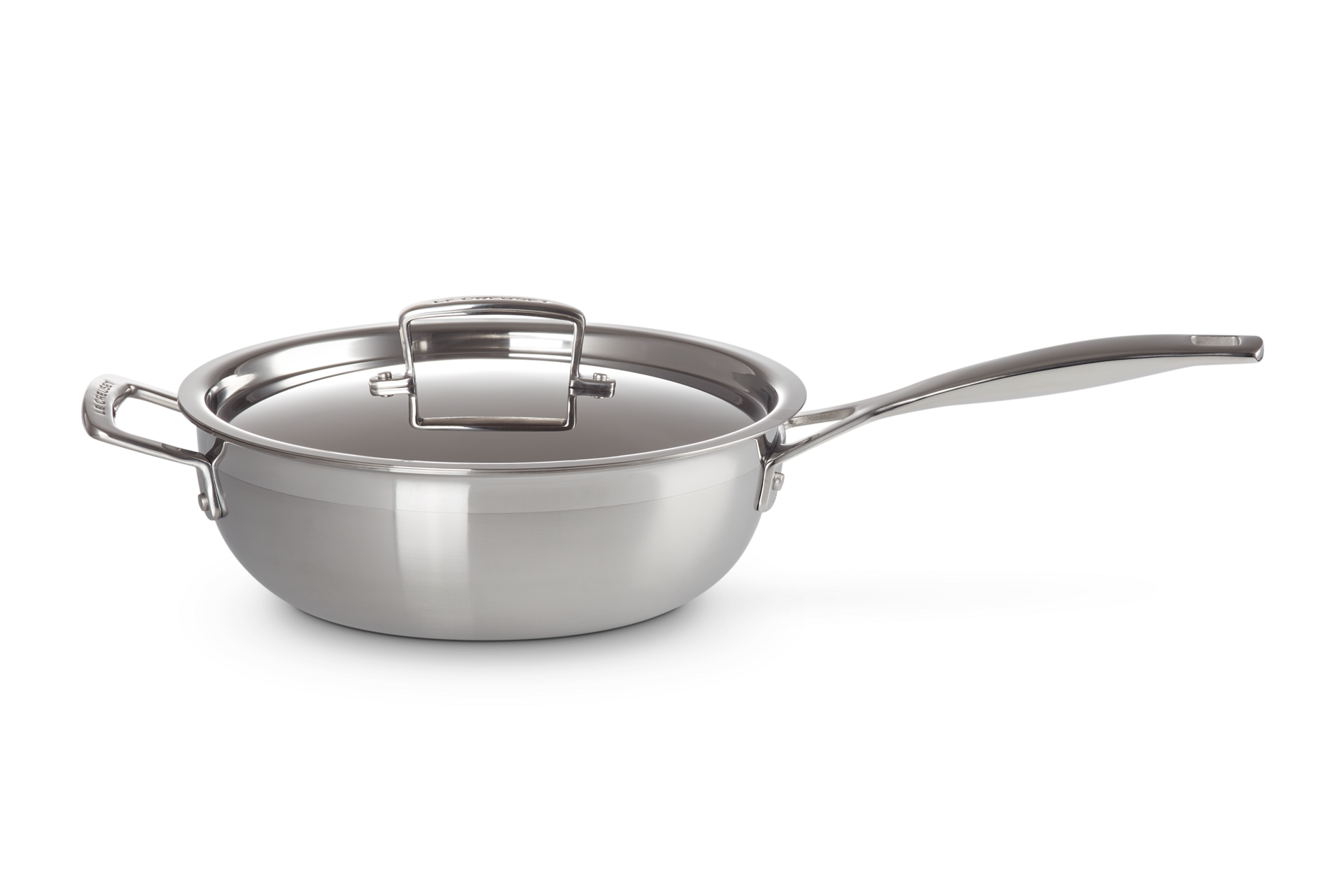 3-ply Stainless Steel Non-Stick Chef's Pan with Lid and Helper Handle