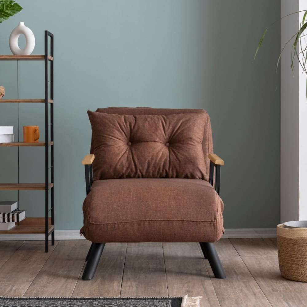 Sando - Fauteuil convertible en tissu l67 cm - marron