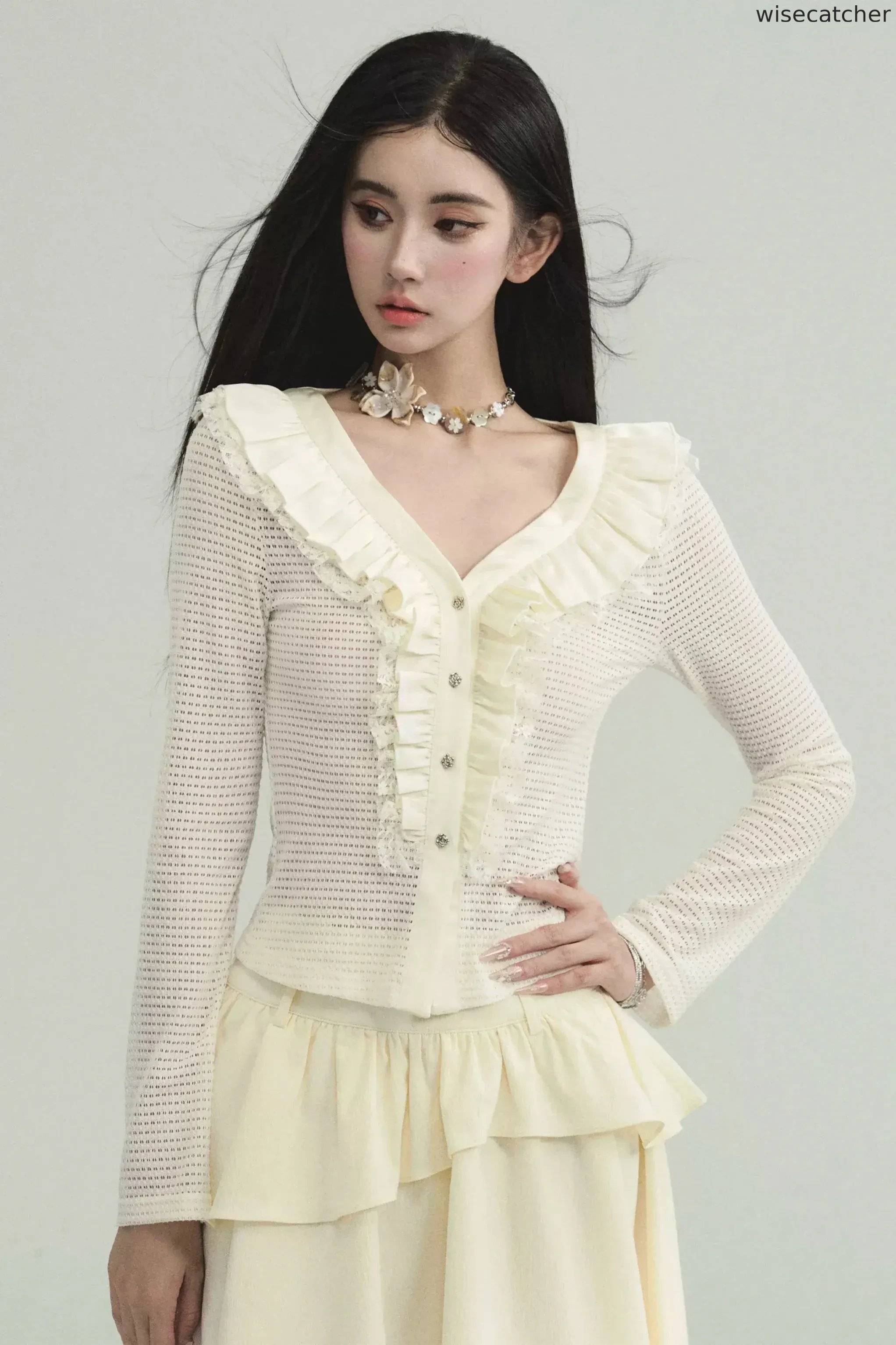 Chic Knitted Bell Sleeve Top - jugjet