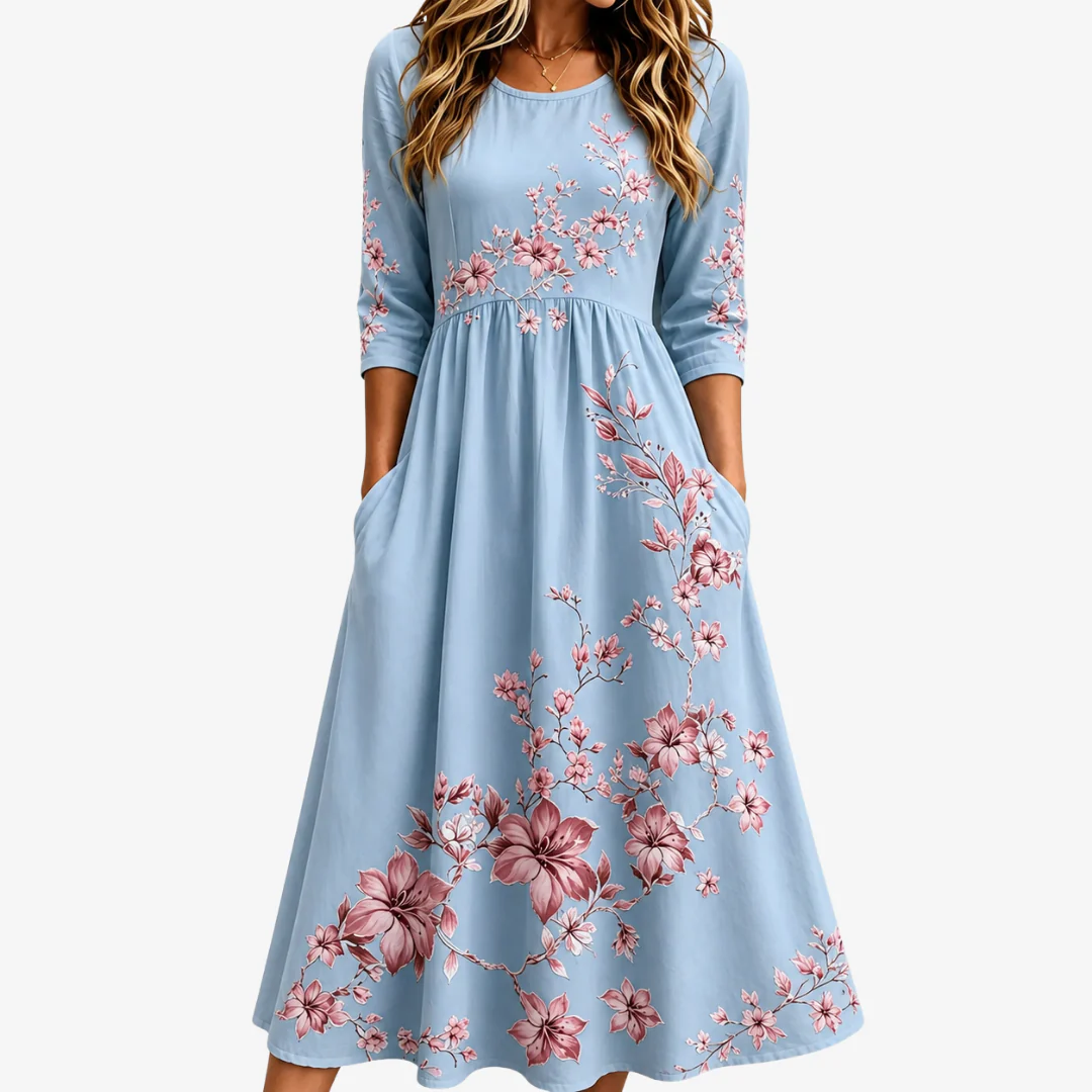 Sky Blossom Weekend Midi Dress