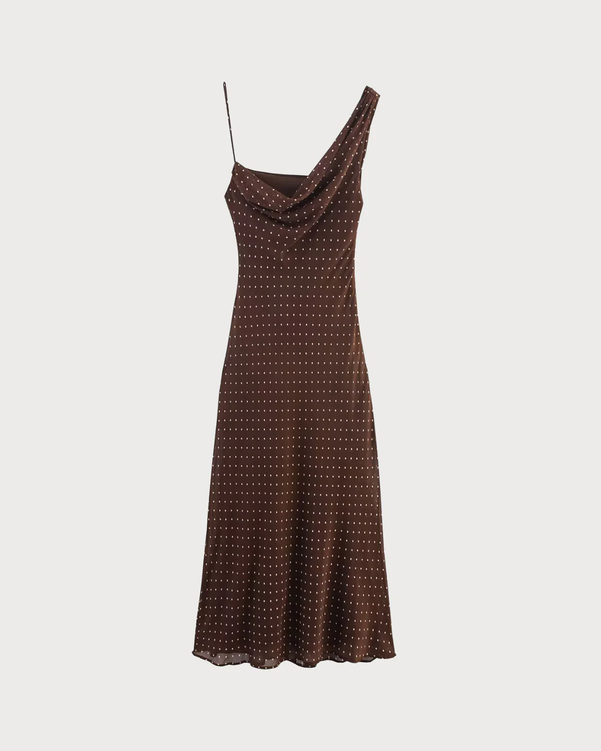 Coffee Polka Dot Slip Maxi Dress