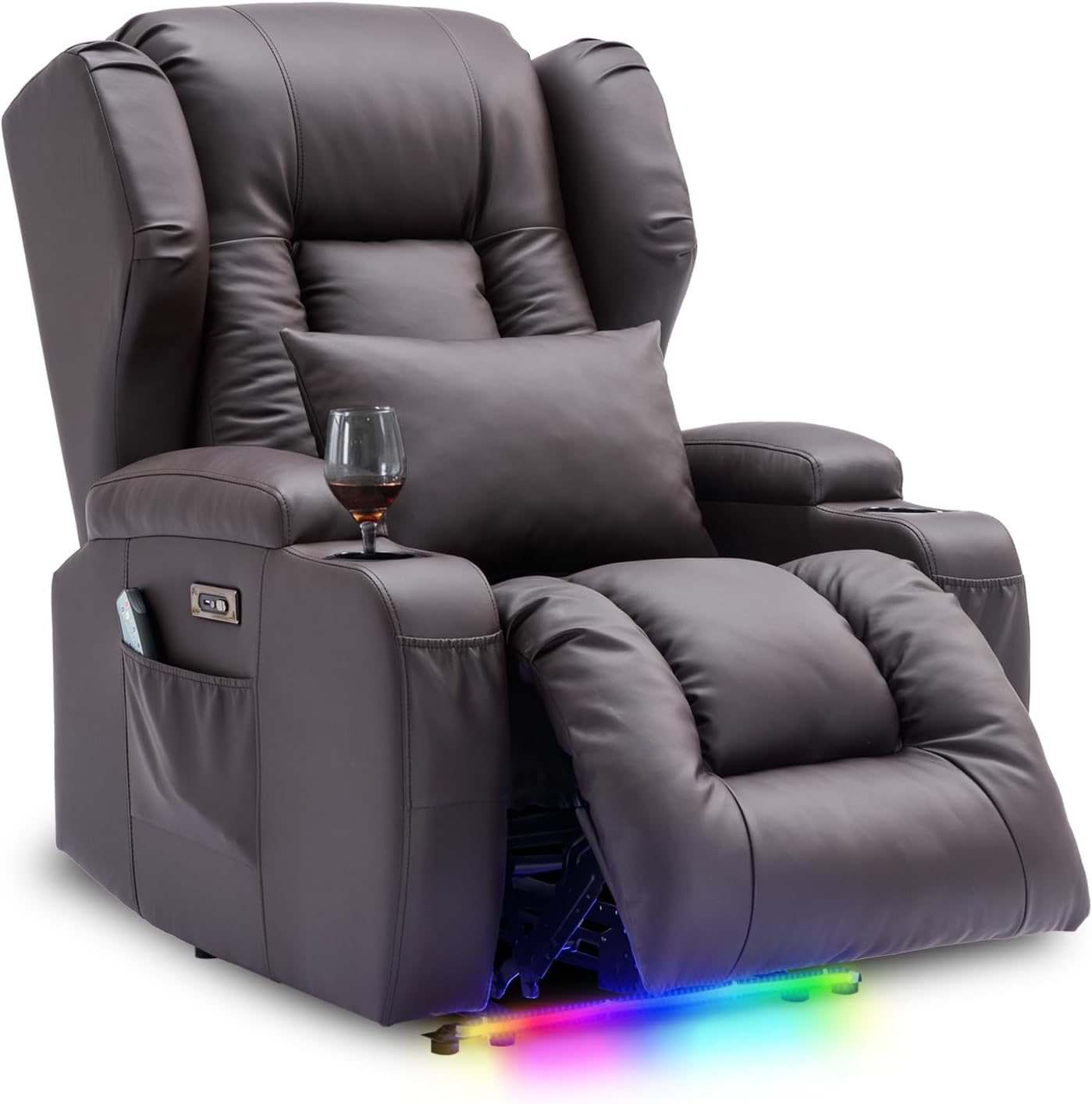 Oprisen Faux Leather Electric Adjustable Recliner Chair. Cinema Chair. TV Chair with Reclining Function. Massage and Warmth. TV Armchair. Modern Reclining Chair. Sofa for Living Room. up to 150 kg.