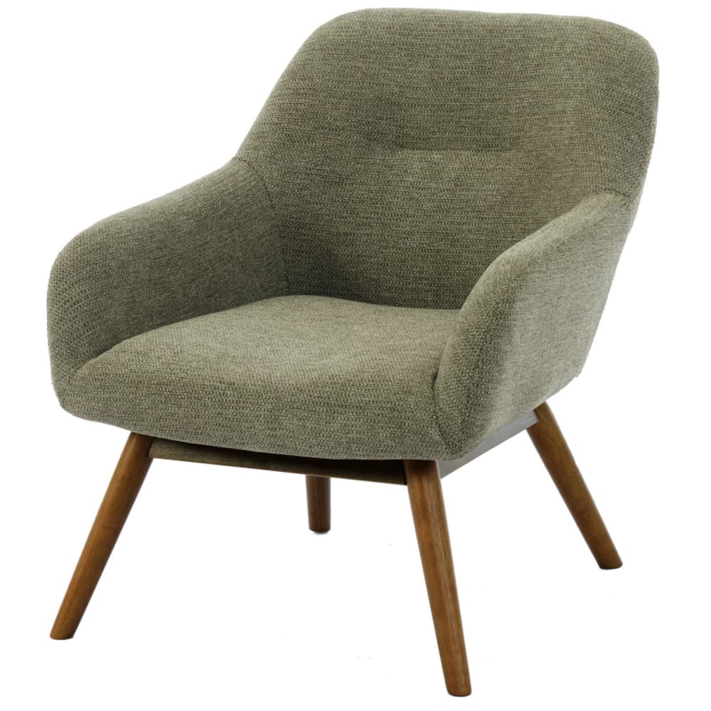Malmo - Fauteuil en bois patiné noyer et tissu trendy sauge