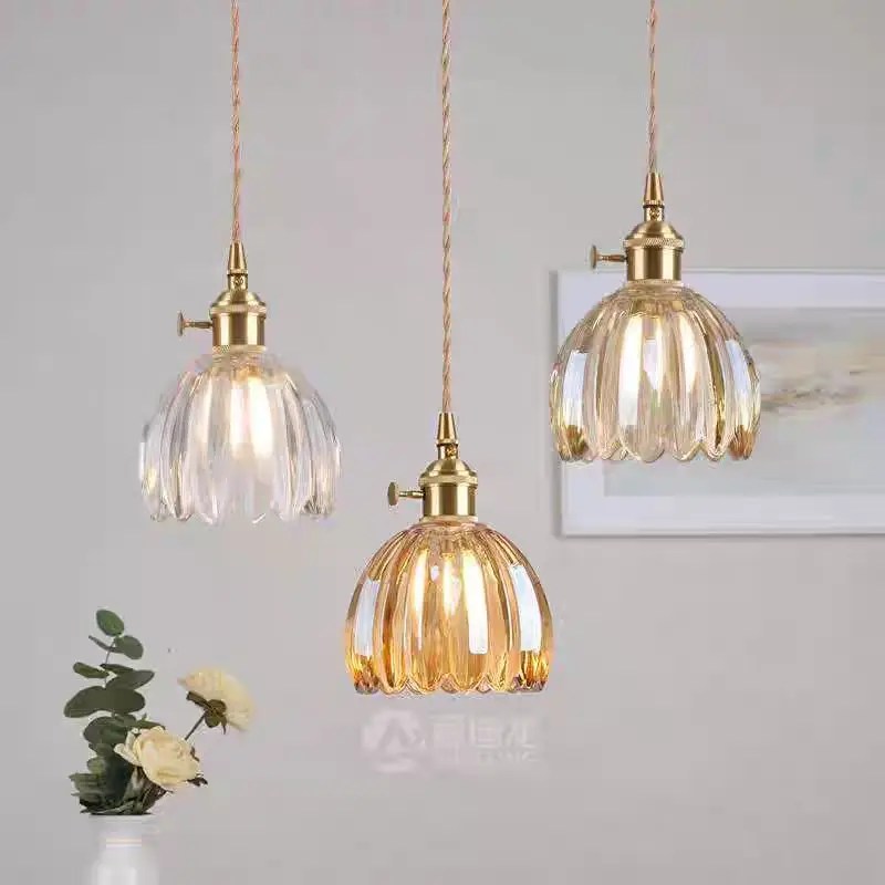 Retro Glass Flower Pendant Lamp
