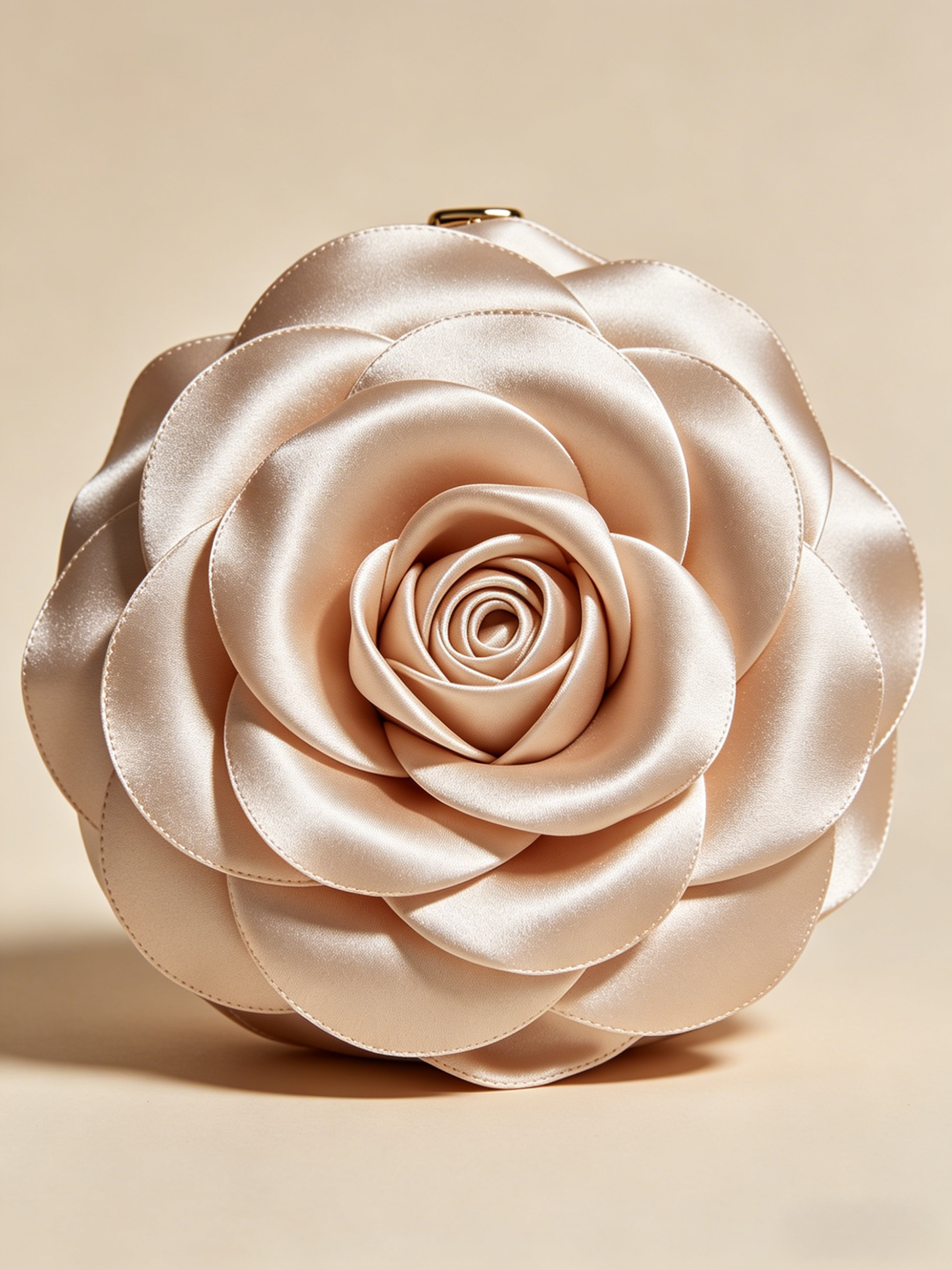 Layered Petal Rose Satin Evening Bag
