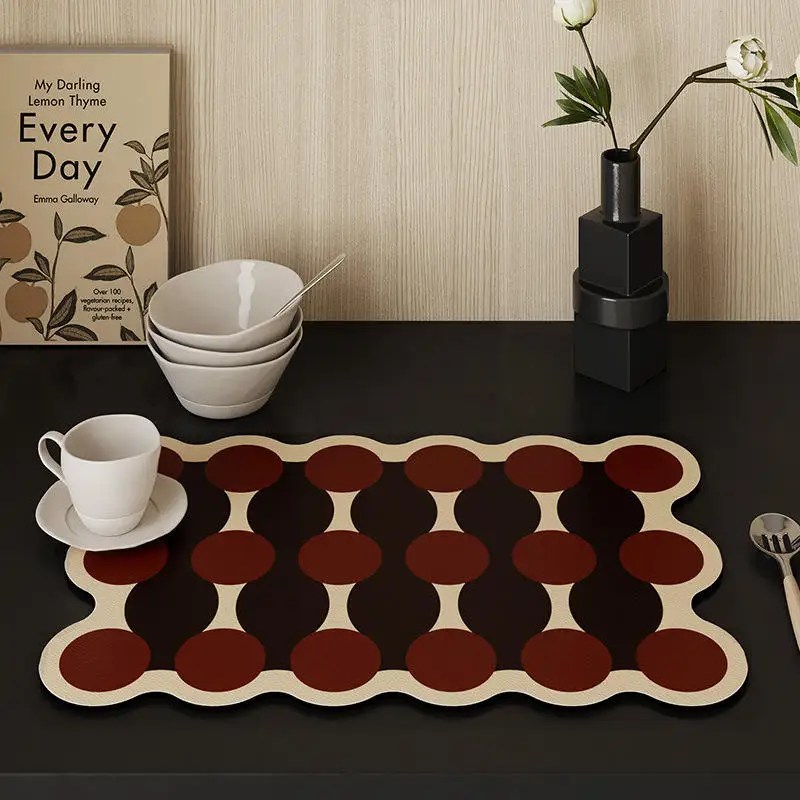 Vintage Polka Dot PU Leather Table Mat