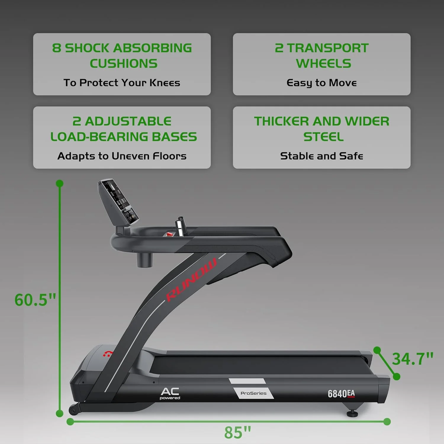 RUNOW Treadmills for Home and Gym 4.0HP Incline Treadmill with 15% Auto Incline, Folding Treadmill with 450 LBS Weight Capacity for Walking and Running
