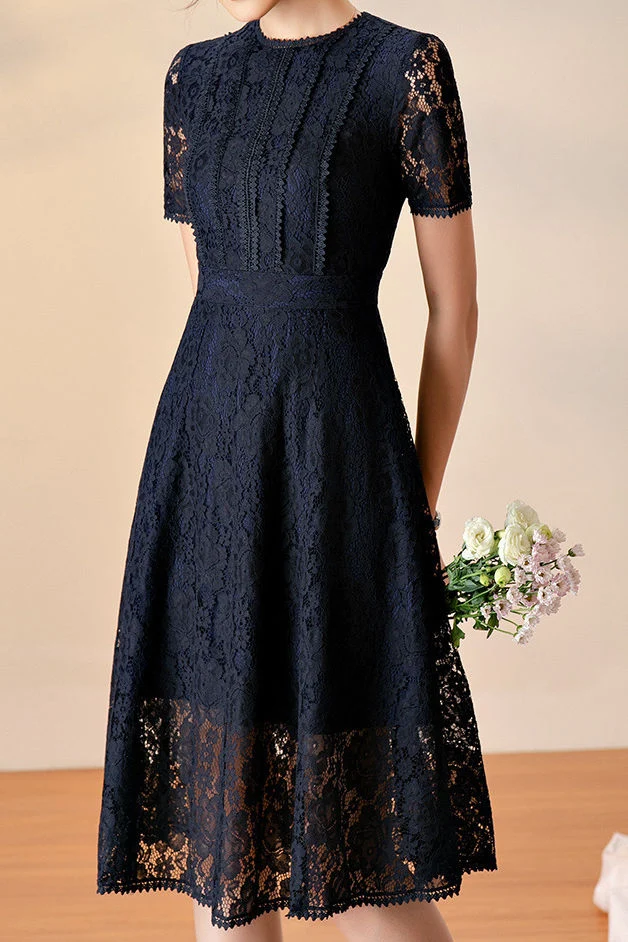 Stylish and Elegant Lace Dress - gazingly
