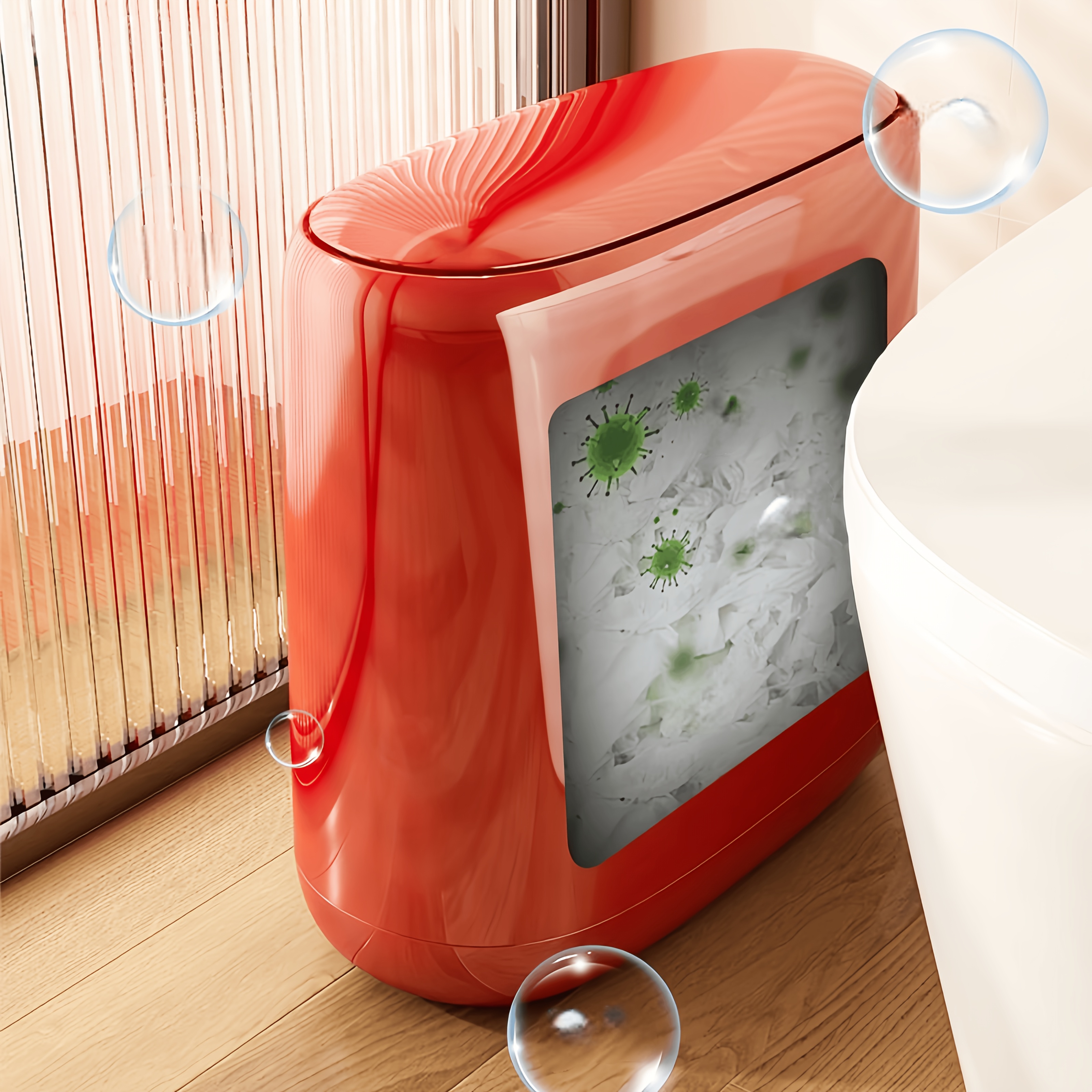 Slim Covered Kitchen Trash Can