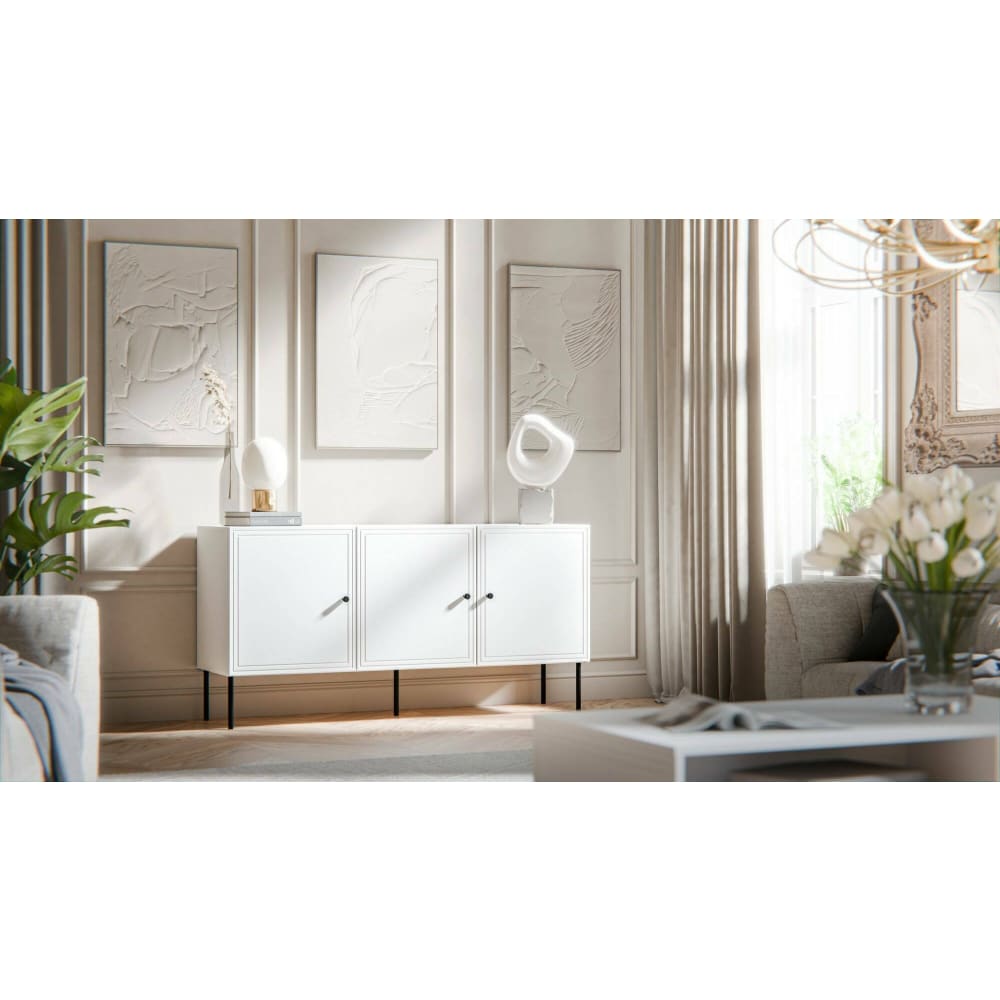 Crédence en bois blanc 151x40x75h cm