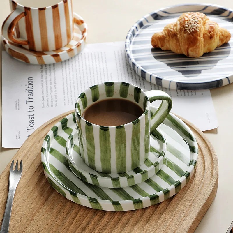 Simple Striped Ceramic Teacup