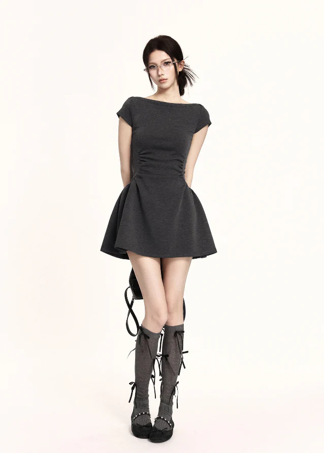 Precision Boat Neck Mini Dress