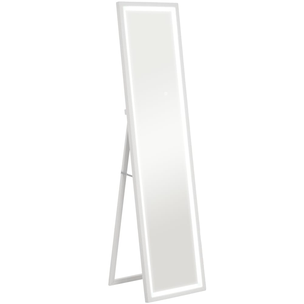 Homcom - Grand miroir éclairage LED 3 couleurs verre trempé et MDF blanc