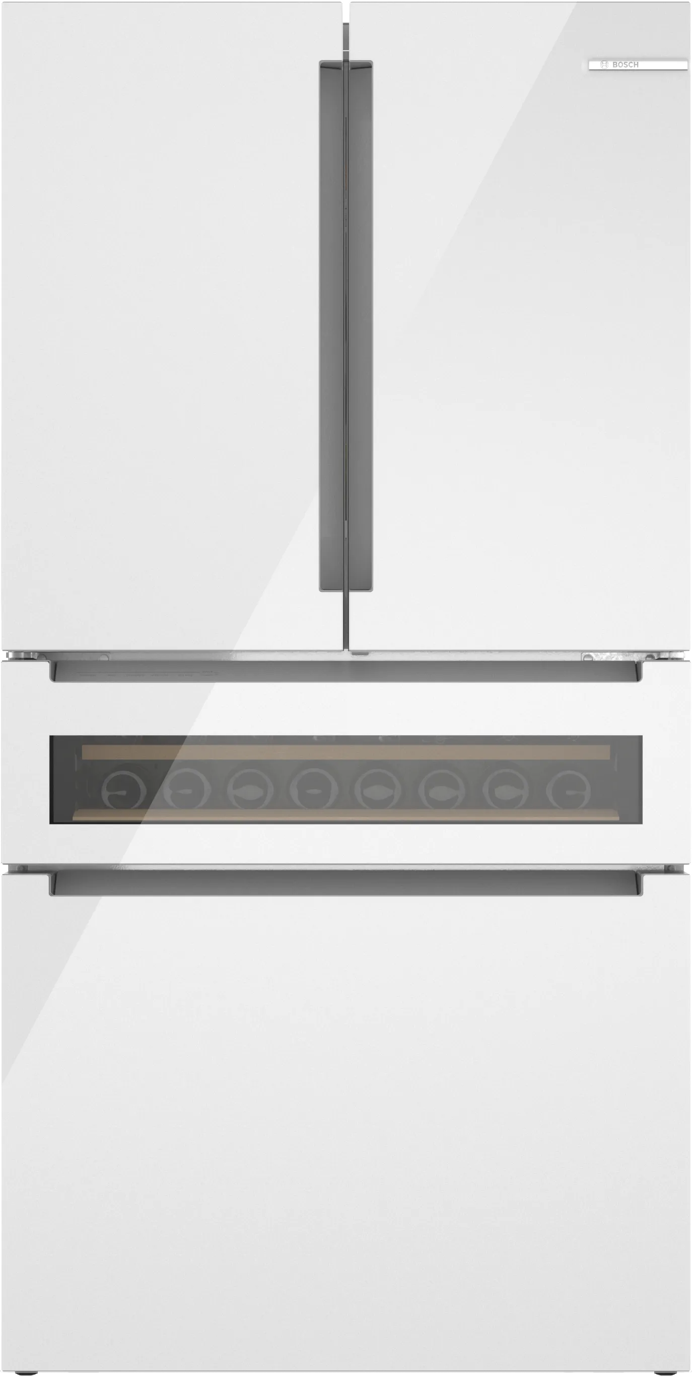 Bosch B36CL81ENW 800 Series French Door Bottom Mount Refrigerator, Glass door 36'' White, Total No Frost