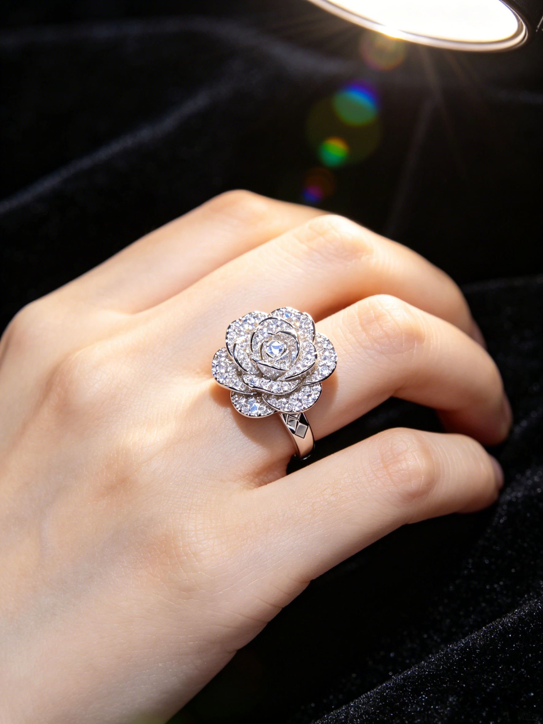 Pave Crystal Rose Ring
