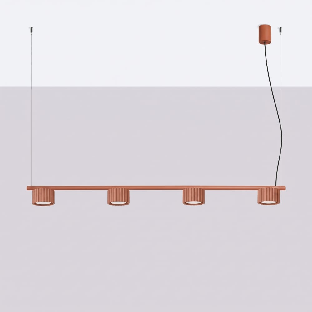 Aura - Lustres aluminium ocre rouge H 208 cm