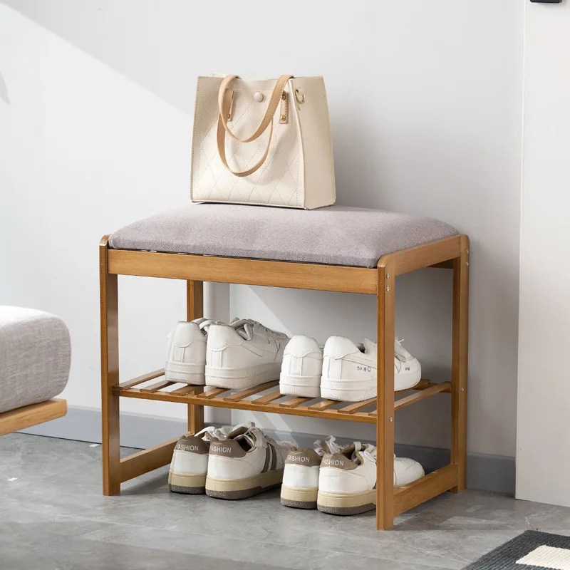 Bamboo Shoe Rack Storage Bench