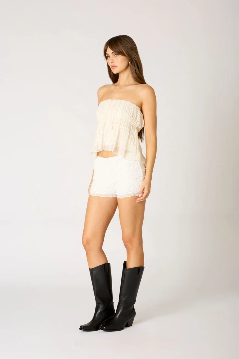 Smocked Ruffle Tube Top - guttulla