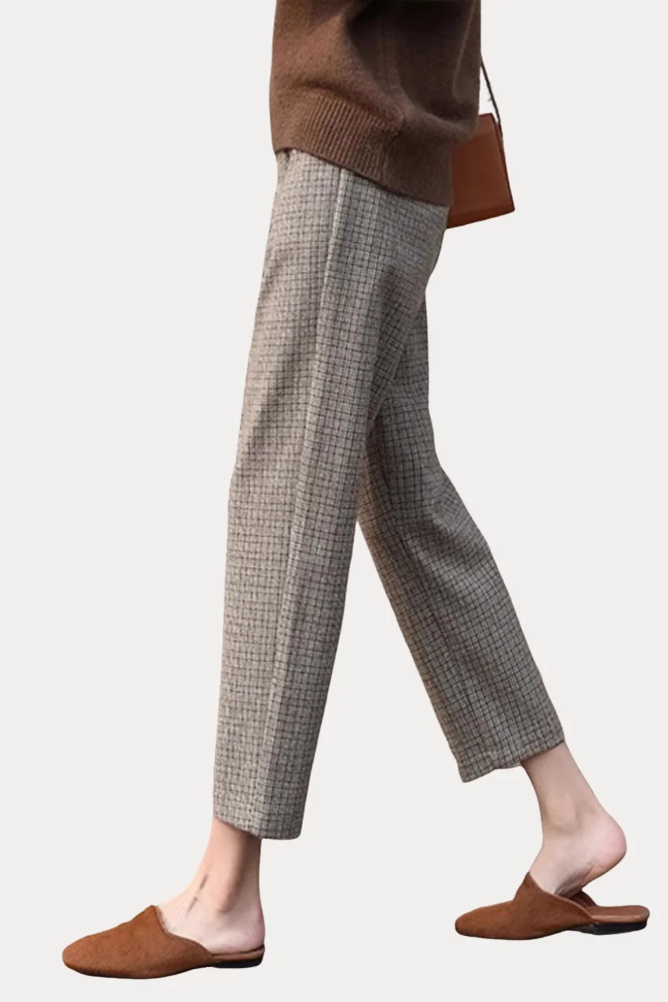 Retro Office Houndstooth Woolen Pants - gazingly