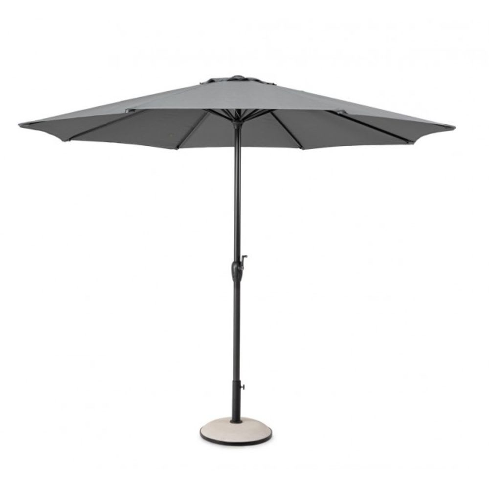 Kalife - Parasol rond avec mât central en aluminium et toile grise 3m