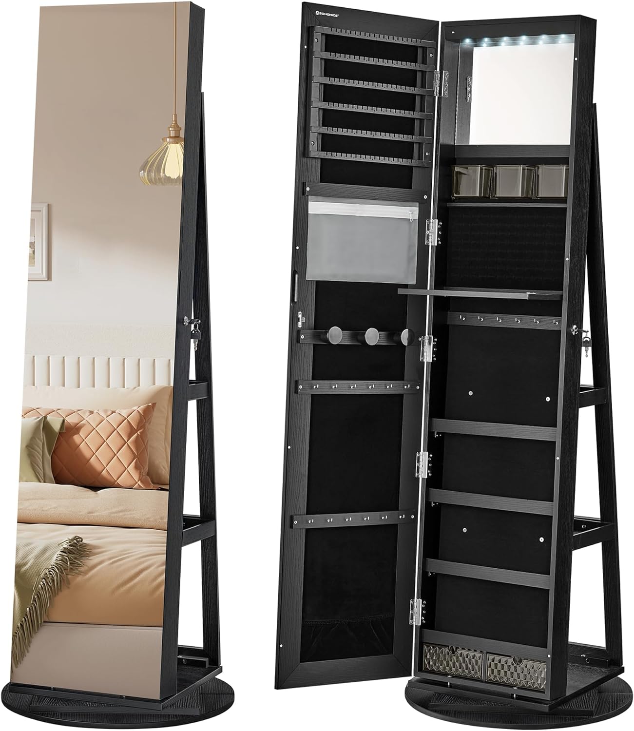 360° Rotating Mirror Jewelry Armoire