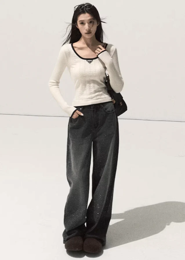 Shadow Crystal Loose Jeans