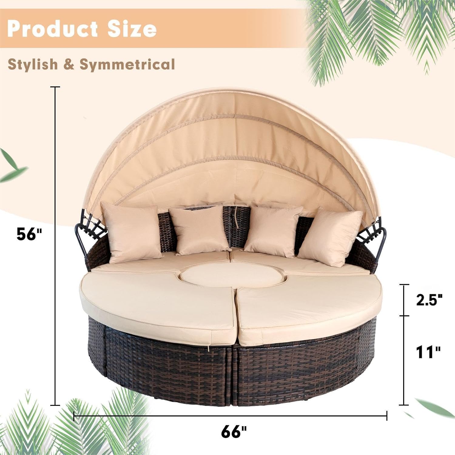 ⚡Clearance Sale💟 Outdoor Patio Canopy Bed Round Daybed -1