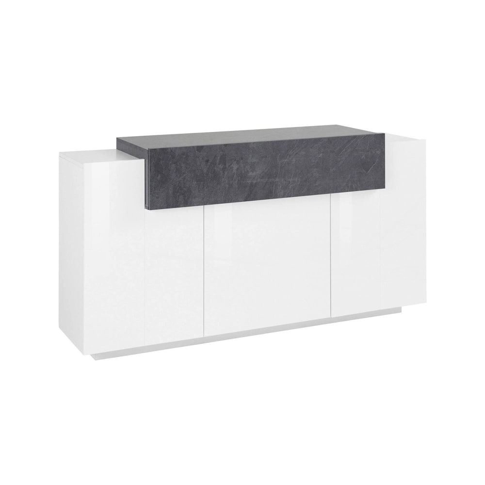 Aschly - Crédence bois blanc brillant 160x45x85.5 cm