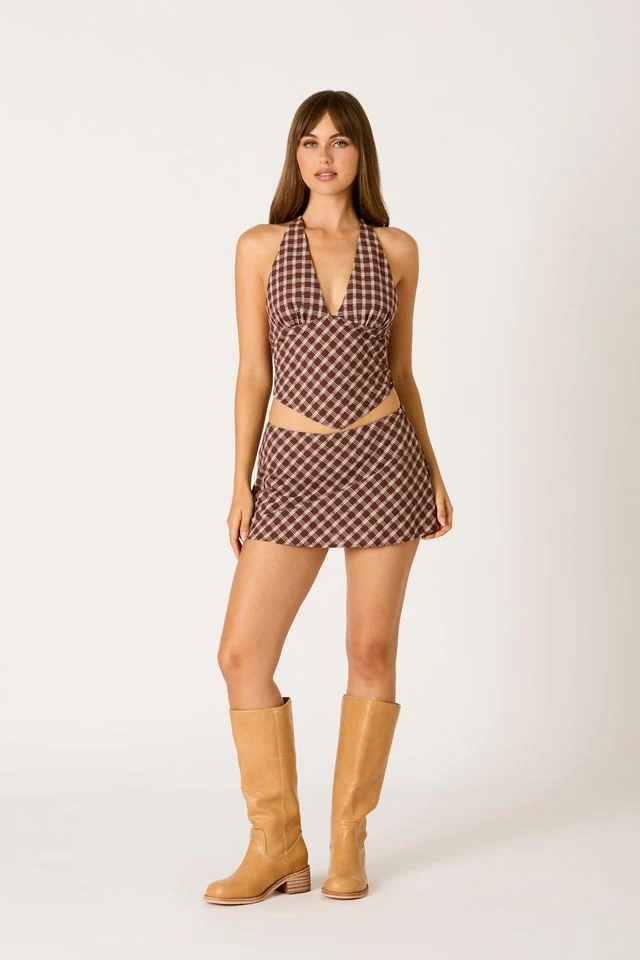 Plaid Low-Rise Mini Skirt - guttulla
