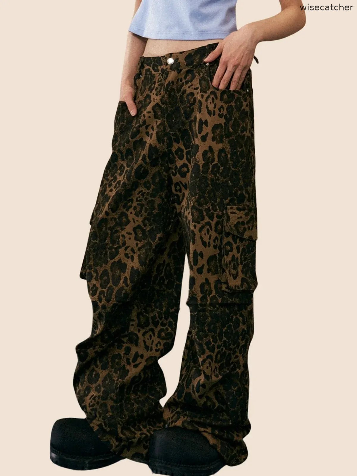 American Retro Leopard Print Casual Pants - jugjet