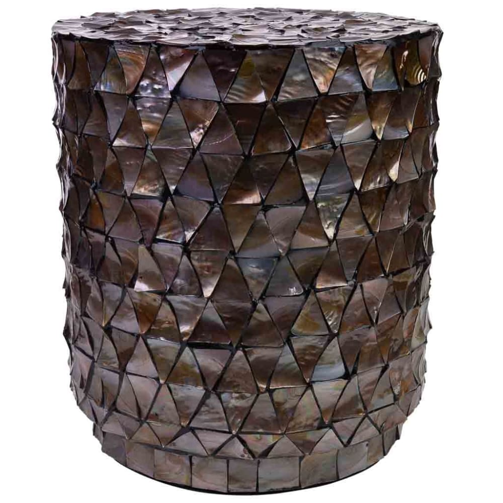 Table d'appoint en bois et nacre marron D40x51/7